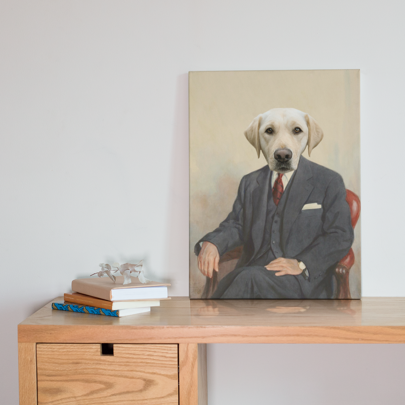 Custom Gentlemen Portrait Canvas - Funny Labrador Cute Shirt Labradors Labs